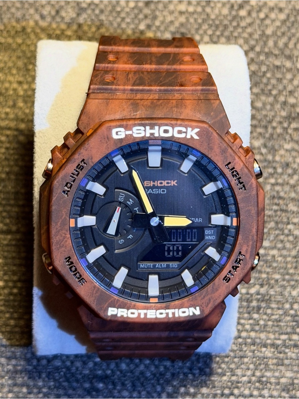 G-Shock Brown Rust-Pattern Analog-Digital Watch with Black Dial